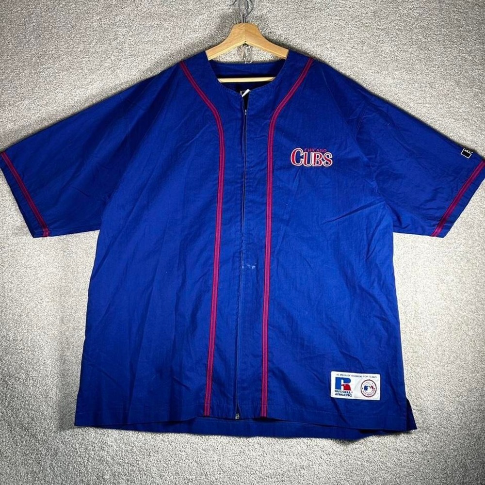 Vintage 90s Chicago cubs Russell athletic baseball jersey style windbreaker